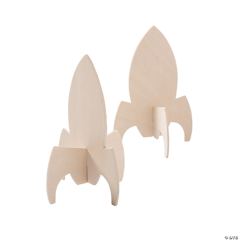 4 1/4" x 6 1/4" DIY Craft 3D Unfinished Wood Rockets - Makes 12 Image