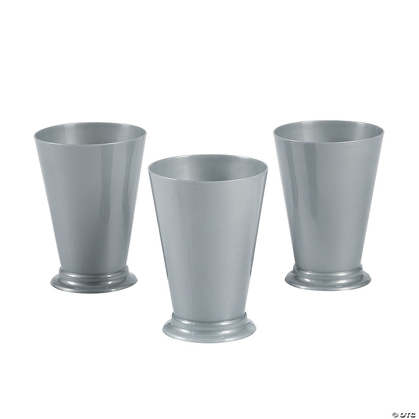 4 3/4" 10 oz. Mint Julep Gray Reusable Plastic Cups - 12 Ct. Image