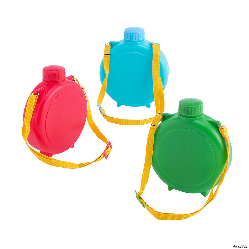 4 3/4" x 5 3/4" 12 oz. Solid Color Reusable BPA-Free Plastic Canteens - 12 Pc. Image