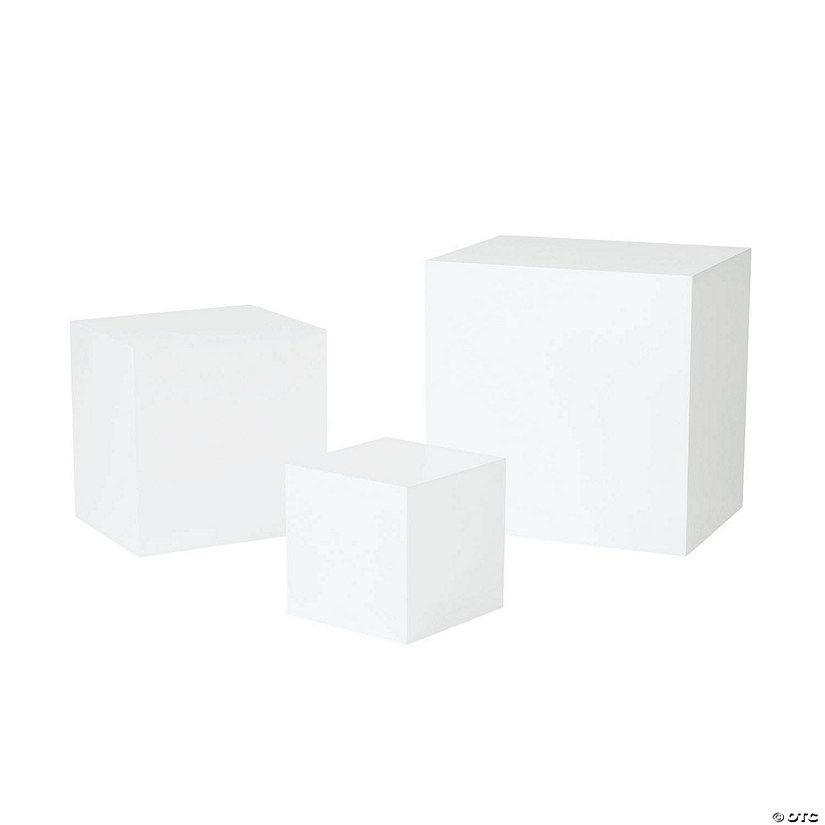 4" - 8" White Square Buffet Risers Tabletop Decoration Set - 3 Pc. Image