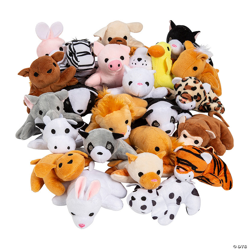 4" Bulk 48 Pc. Mini Pet & Zoo Stuffed Animal Handout Assortment Image