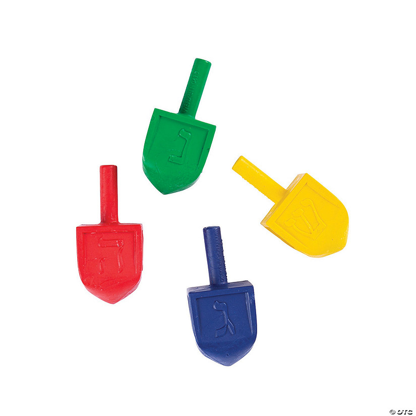 4-Color Dreidel-Shaped Crayons - 24 Pc. Image