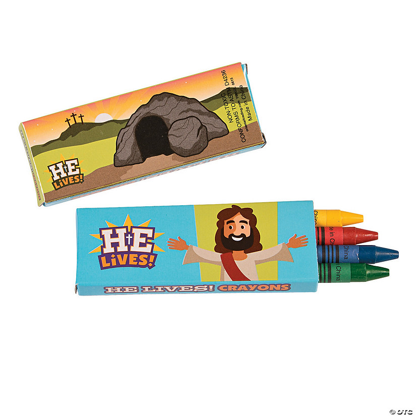 4-Color He Lives Easter Crayons - 24 Boxes Image