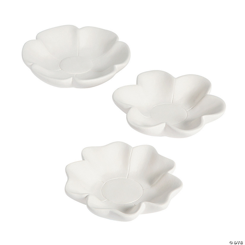 4" Diam. Plain White Ceramic DIY Mini Flower Style Bowls - 12 Pc. Image