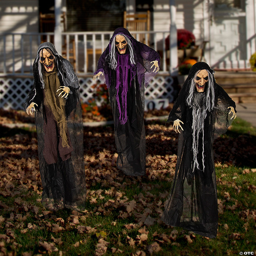 4 Ft. Halloween Creepy Old Witches Yard Decoration Set - 3 Pc. Image