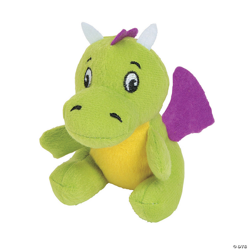 4" Mini Green Dragons with Purple Wings Stuffed Toys - 12 Pc. Image