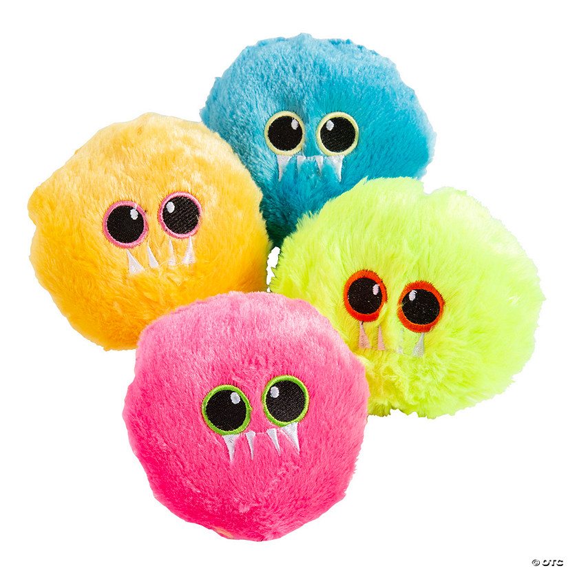 4" Mini Red, Yellow, Green & Blue Stuffed Hairball Characters - 12 Pc. Image