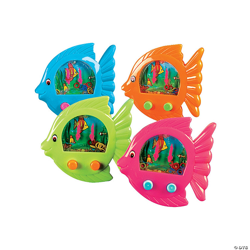 4" Tropical Colors Fish-Shaped Ring Toss Water Game Sets - 12 Pc. Image