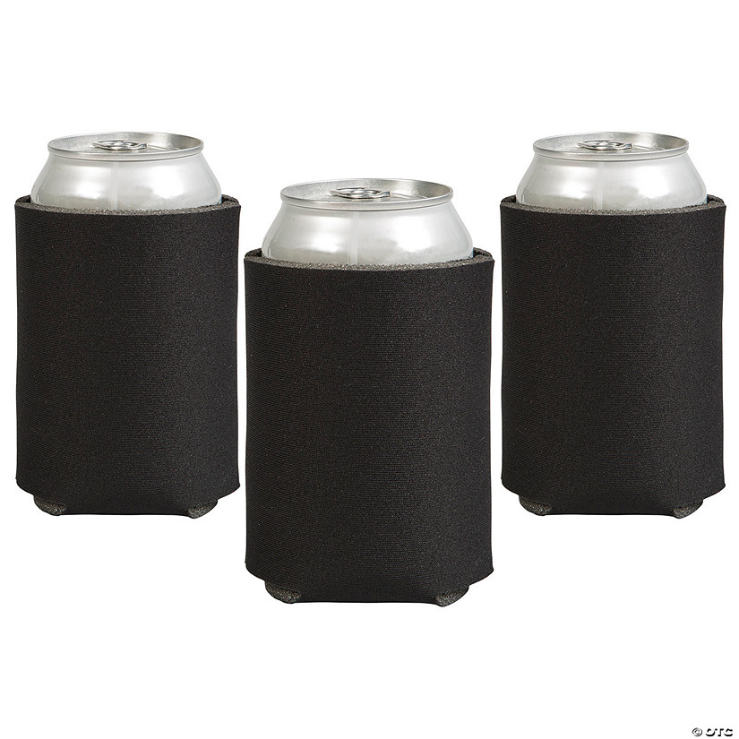 4" x 5 1/4" Soild Color Black Foam Standard Can Coolers - 12 Pc. Image