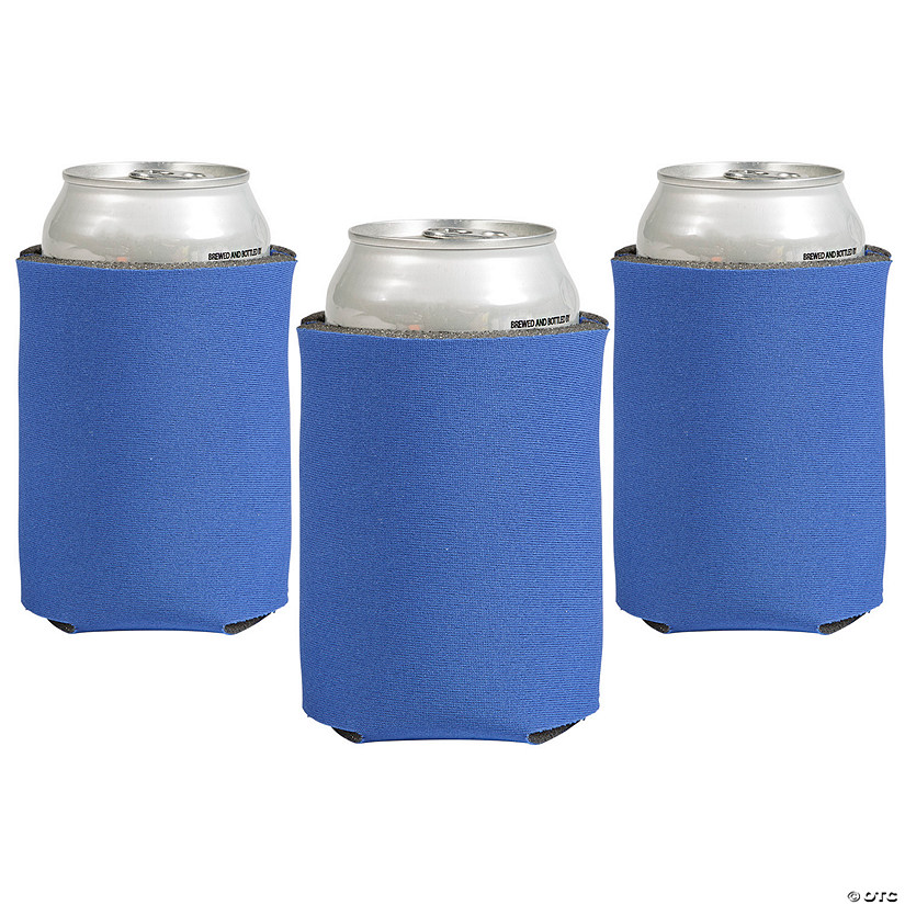 4" x 5 1/4" Soild Color Blue Foam Standard Can Coolers - 12 Pc. Image