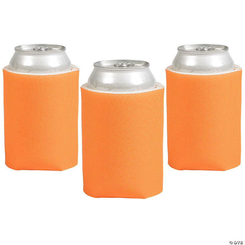 4" x 5 1/4" Soild Color Orange Foam Standard Can Coolers - 12 Pc. Image