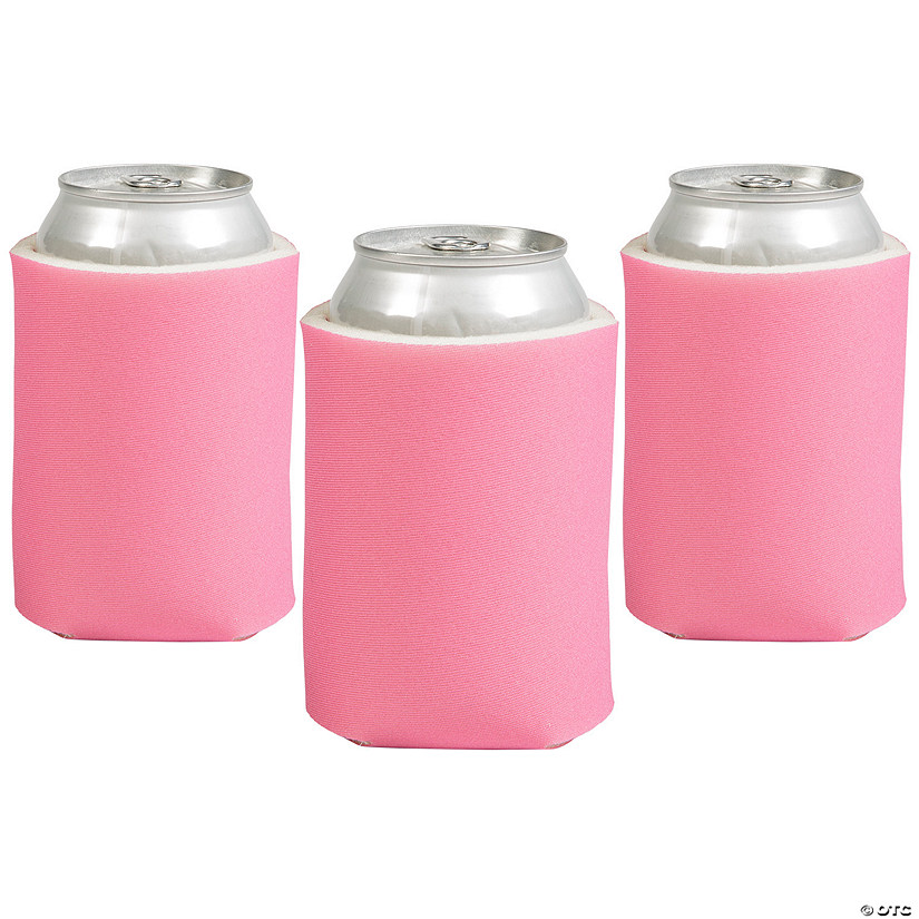 4" x 5 1/4" Soild Color Pink Foam Standard Can Coolers - 12 Pc. Image