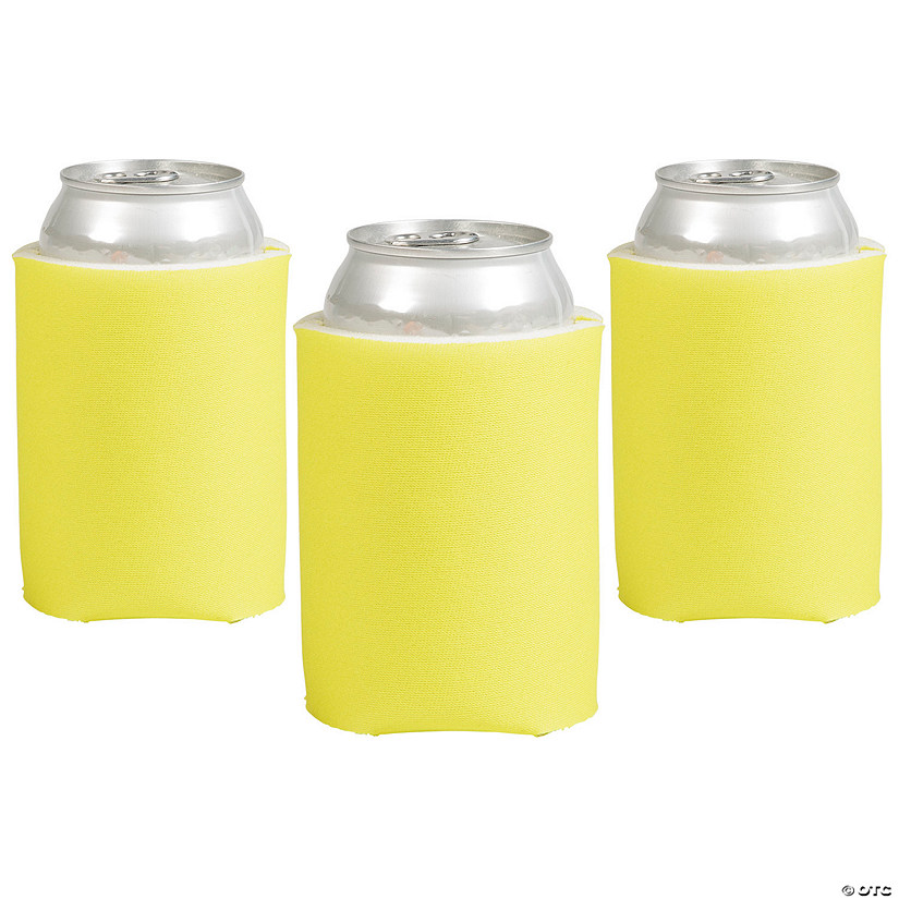 4" x 5 1/4" Soild Color Yellow Foam Standard Can Coolers - 12 Pc. Image