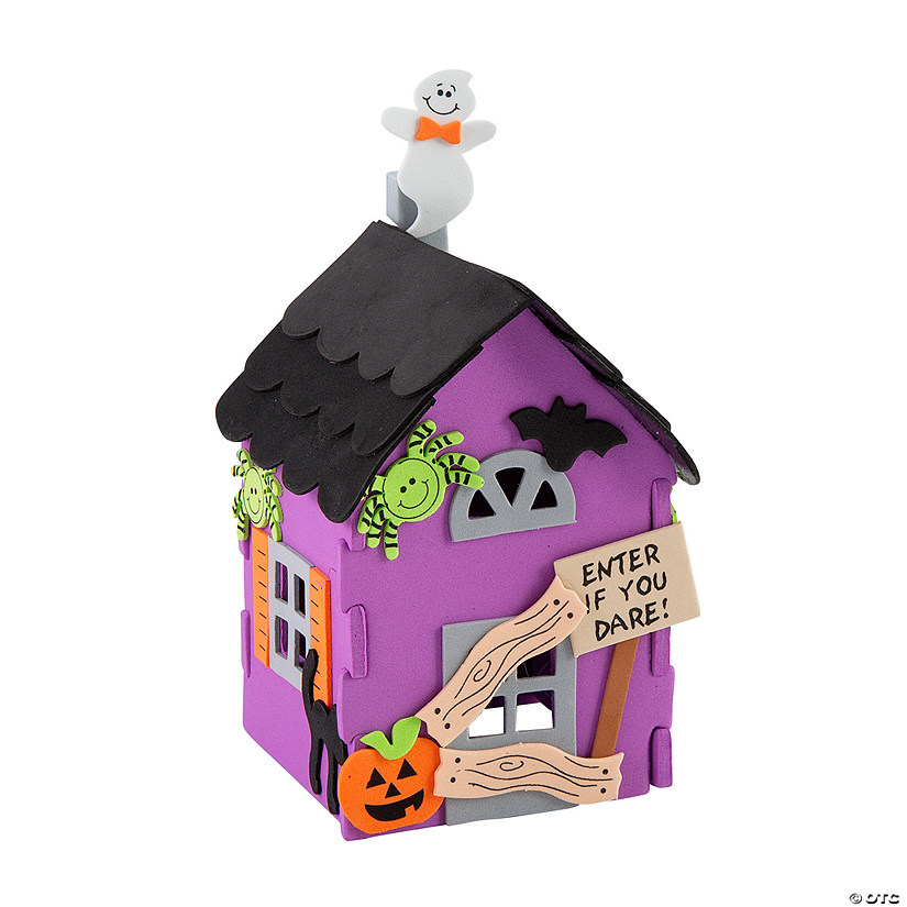 4" x 6" 3D Multicolored Haunted House Foam Craft Kit - Makes 12 Image