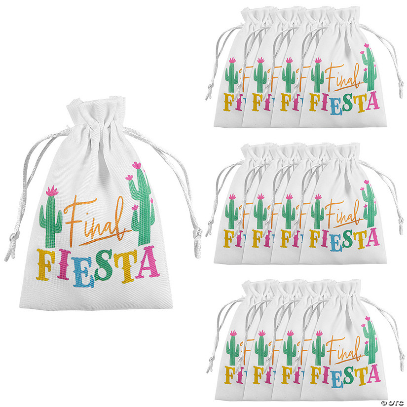 4" x 6" Small Final Fiesta Bachelorette Canvas Drawstring Favor Bags - 12 Pc. Image