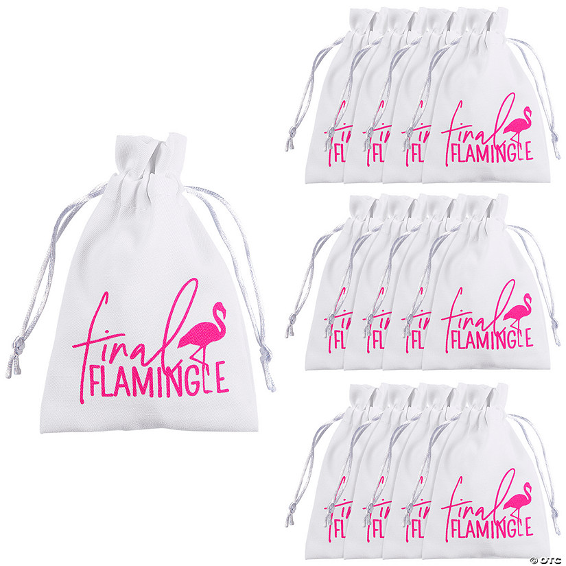 4" x 6" Small Final Flamingle Bachelorette Canvas Drawstring Favor Bags - 12 Pc. Image