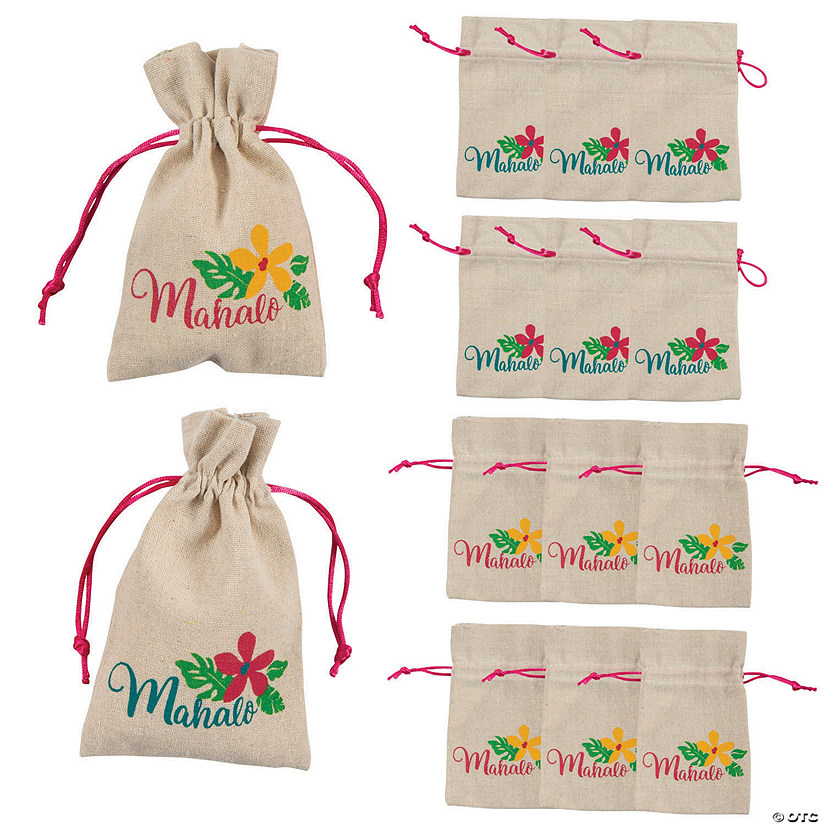 4" x 6" Small Mahalo Cotton Drawstring Treat Bags - 12 Pc. Image