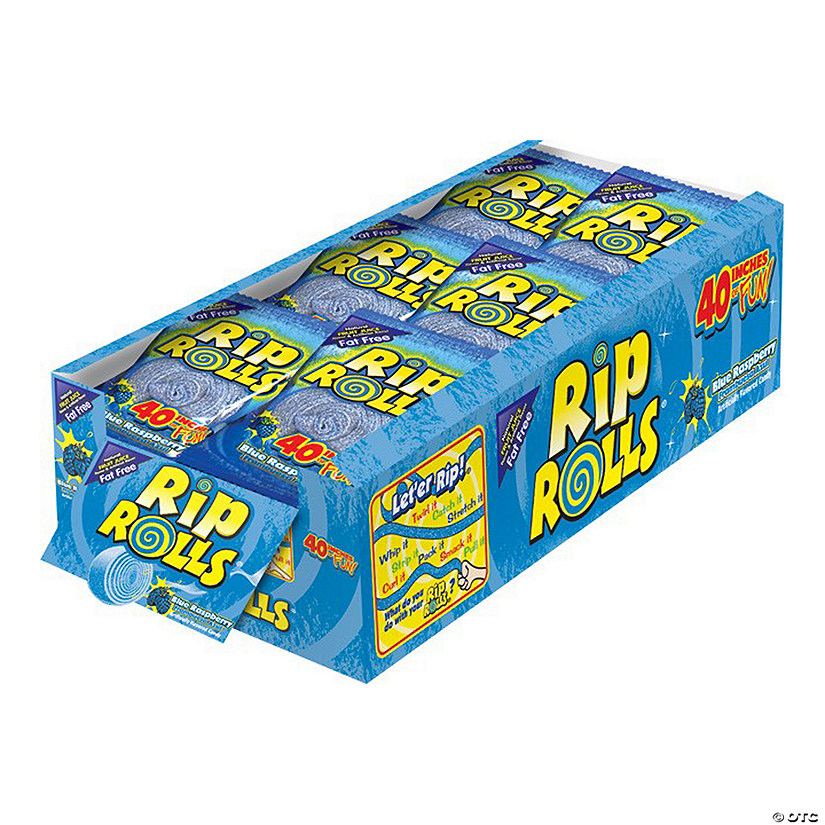 40" Rip Rolls&#8482; Blue Raspberry Licorice Candy - 24 Pc. Image