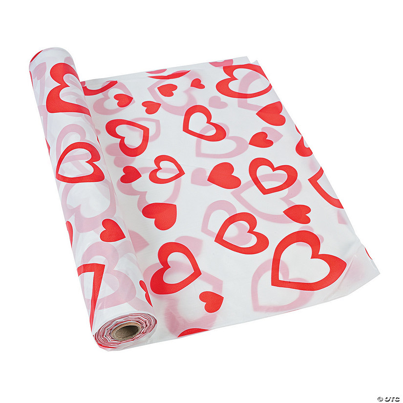 40" x 100 ft.  Valentine Plastic Tablecloth Roll Image