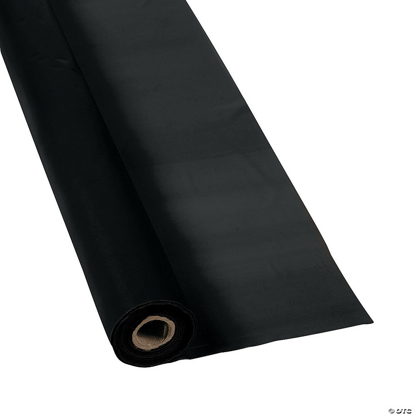40" x 100 ft. Black Disposable Plastic Tablecloth Roll Image
