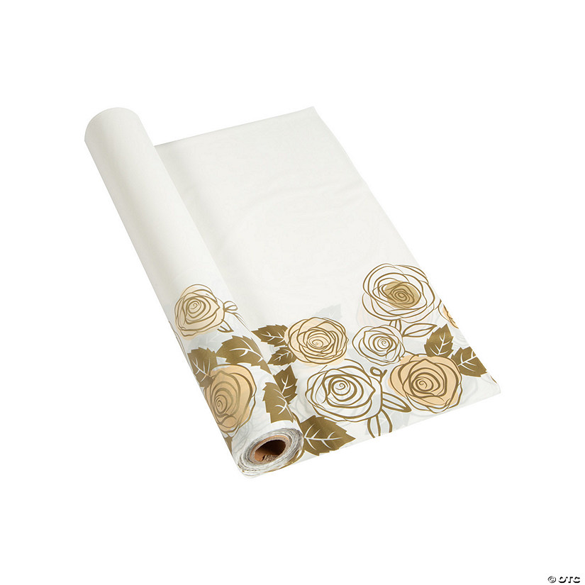 40" x 100 ft. Floral Print Plastic Tablecloth Roll Image