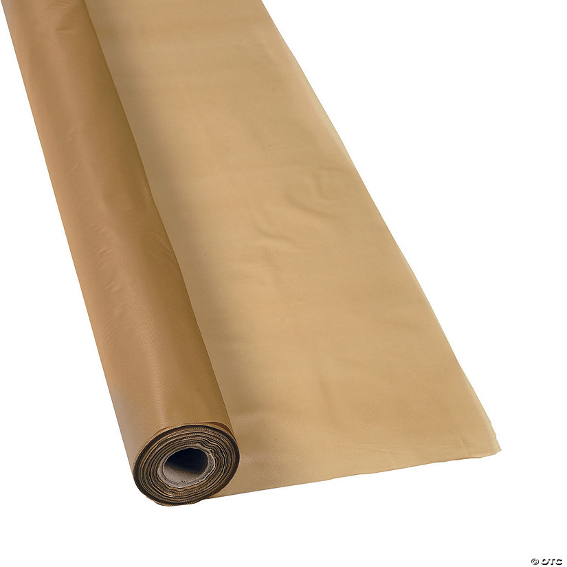 40" x 100 ft. Gold Plastic Tablecloth Roll Image