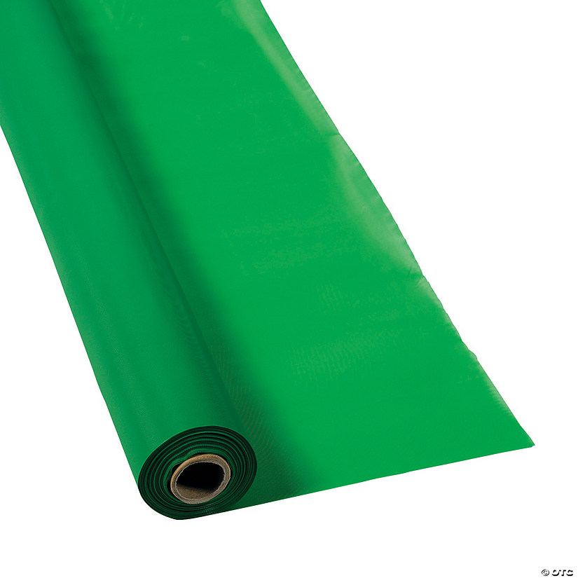 40" x 100 ft. Green Disposable Plastic Tablecloth Roll Image