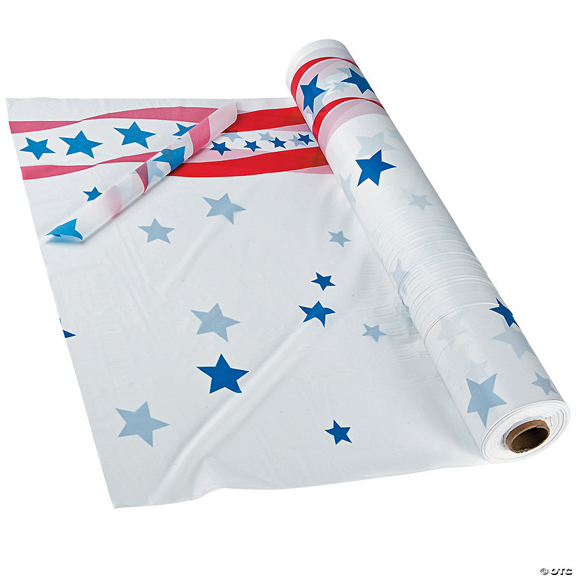 40" x 100 ft. Patriotic Banquet Plastic Tablecloth Roll Image