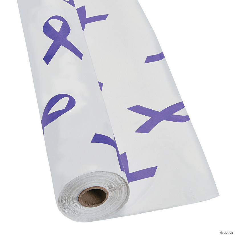 40" x 100 ft. Purple Awareness Ribbon Plastic Tablecloth Roll Image