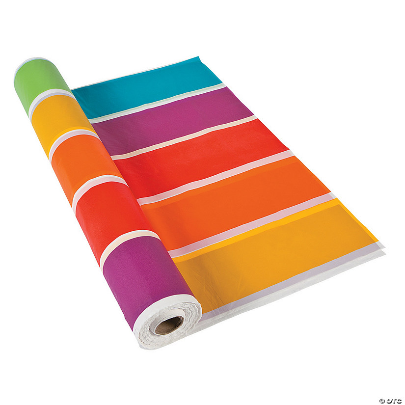 40" x 100 ft. Rainbow Plastic Tablecloth Roll Image