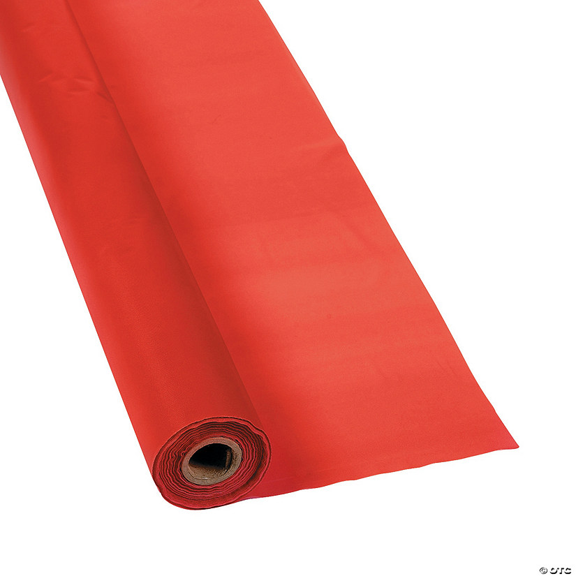 40" x 100 ft. Red Disposable Plastic Tablecloth Roll Image