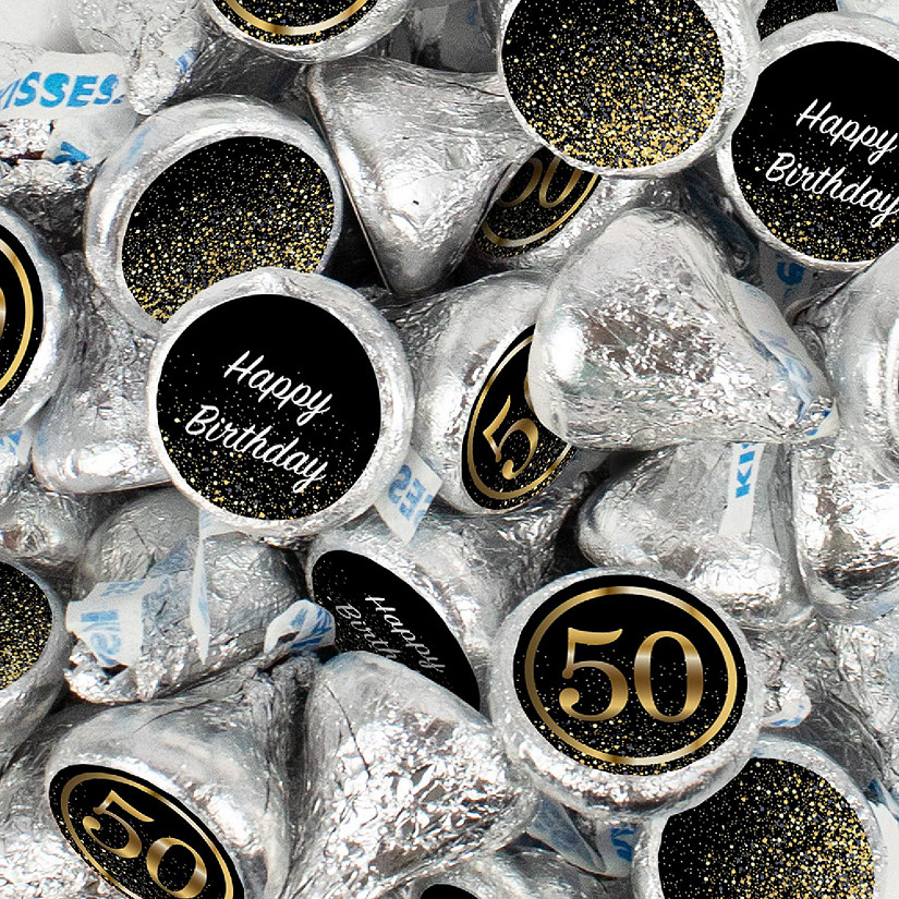 400 Pcs 50th Birthday Candy Chocolate Party Favor Hershey's Kisses Bulk (4lb) Image
