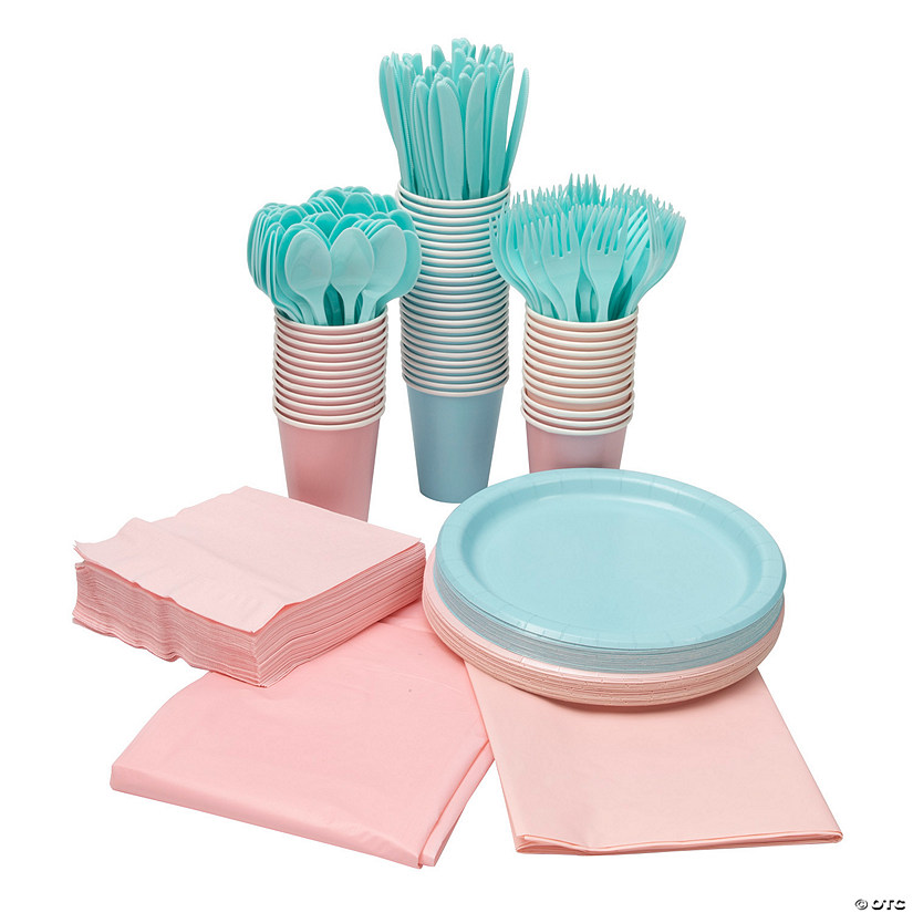 408 Pc. Pastel Solid Party Tableware Kit for 48 Guests Image