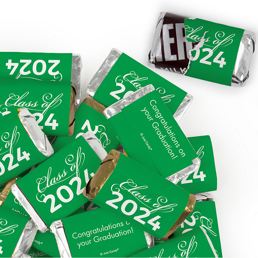 41 Pcs Green Graduation Candy Party Favors Class of 2024 Hershey's Miniatures Chocolate (Approx. 41 Pcs) Image