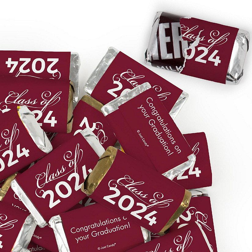 41 Pcs Maroon Graduation Candy Party Favors Class of 2024 Hershey's Miniatures Chocolate (Approx. 41 Pcs) Image