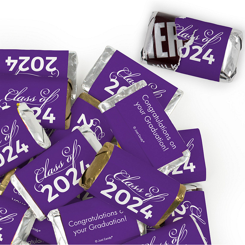 41 Pcs Purple Graduation Candy Party Favors Class of 2024 Hershey's Miniatures Chocolate (Approx. 41 Pcs) Image