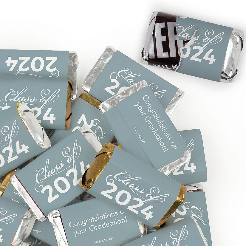 41 Pcs Silver Graduation Candy Party Favors Class of 2024 Hershey's Miniatures Chocolate (Approx. 41 Pcs) Image