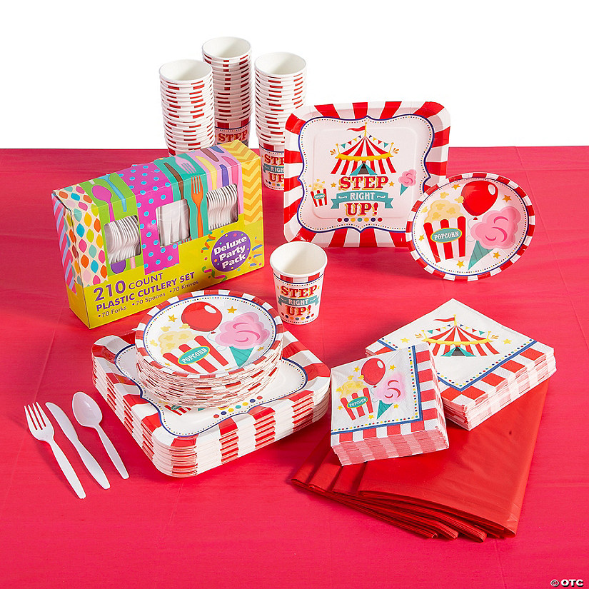 456 Pc. Carnival Party Tableware Kit for 48 Guests Image