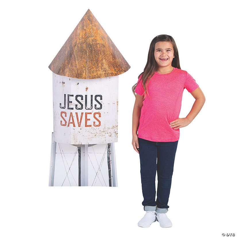 46 1/4" Railroad VBS 3D Water Tower Cardboard Cutout Stand-Up Image