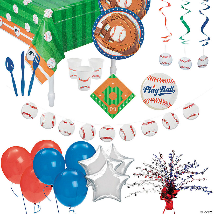 460 Pc. Ultimate Baseball Party Tableware Kit for 48 Guests Image