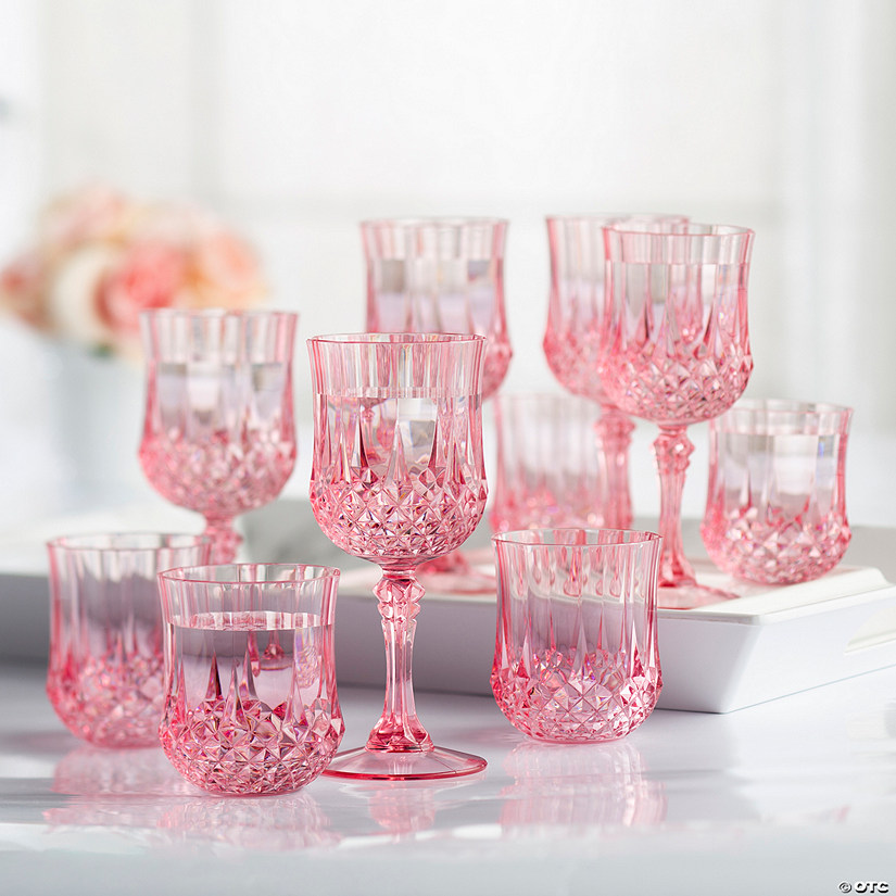 48 Pc. Pink Plastic Wine Glass Kit for 24 Image