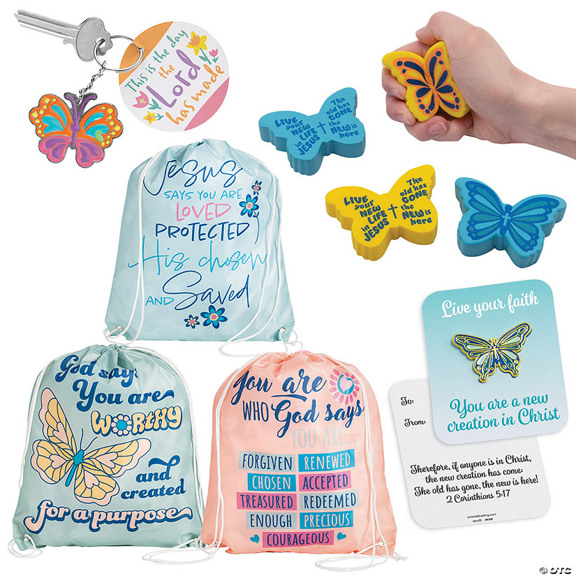 48 Pc. Religious Butterfly Handout Kit for 12 Image