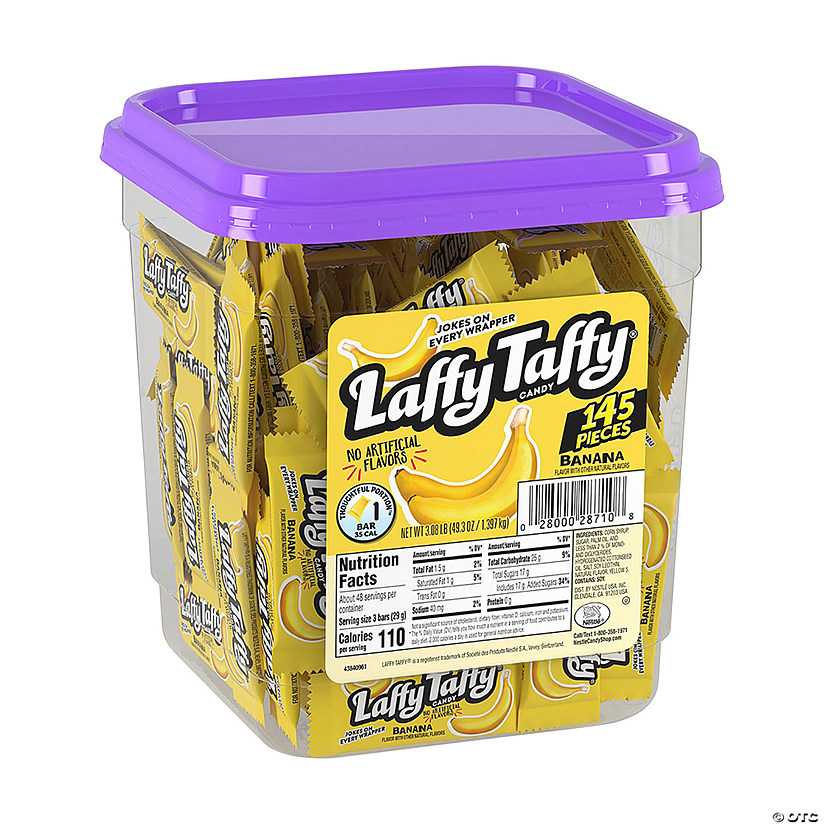 49.3 oz. Bulk 145 Pc. Laffy Taffy<sup>&#174;</sup> Mini Banana Bar Candy Tub Image