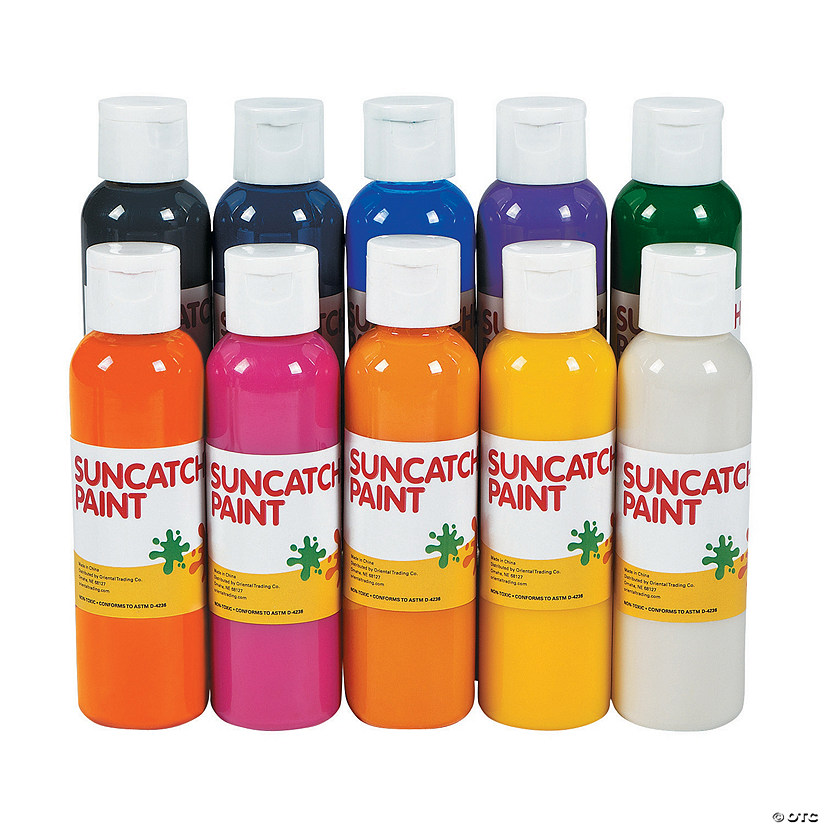5 1/2" 4 oz. 10-Color Assorted Suncatcher Paint Pack - 10 Pc. Image