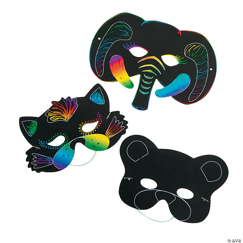 5 1/2" - 8" Magic Color Scratch Animal-Shaped Masks - 24 Pc. Image
