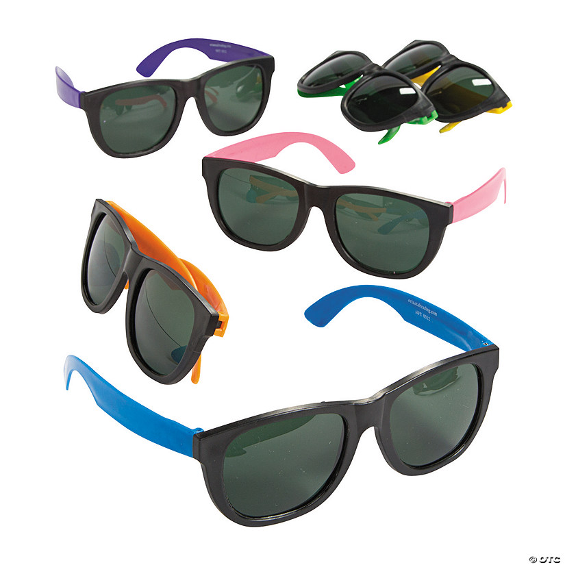 5 1/2" Adults Cool Neon Plastic Sunglasses- 12 Pc. Image