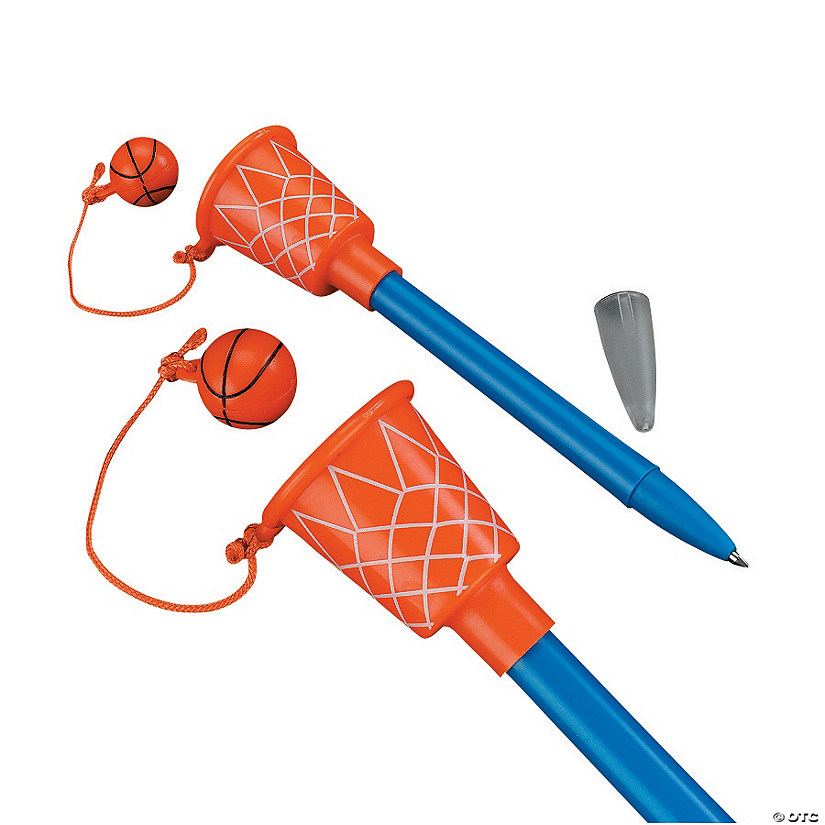 5 1/2" Basketball Hoop Ball Toss Plastic Pen Games - 12 Pcs. Image