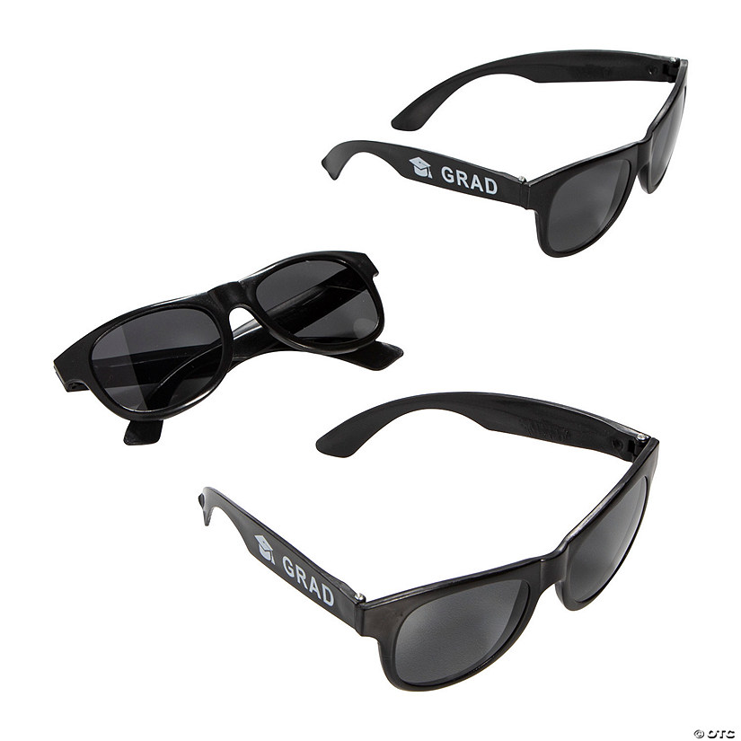 5 1/2" x 2" Graduation Black Nomad Plastic Novelty Sunglasses - 12 Pc. Image