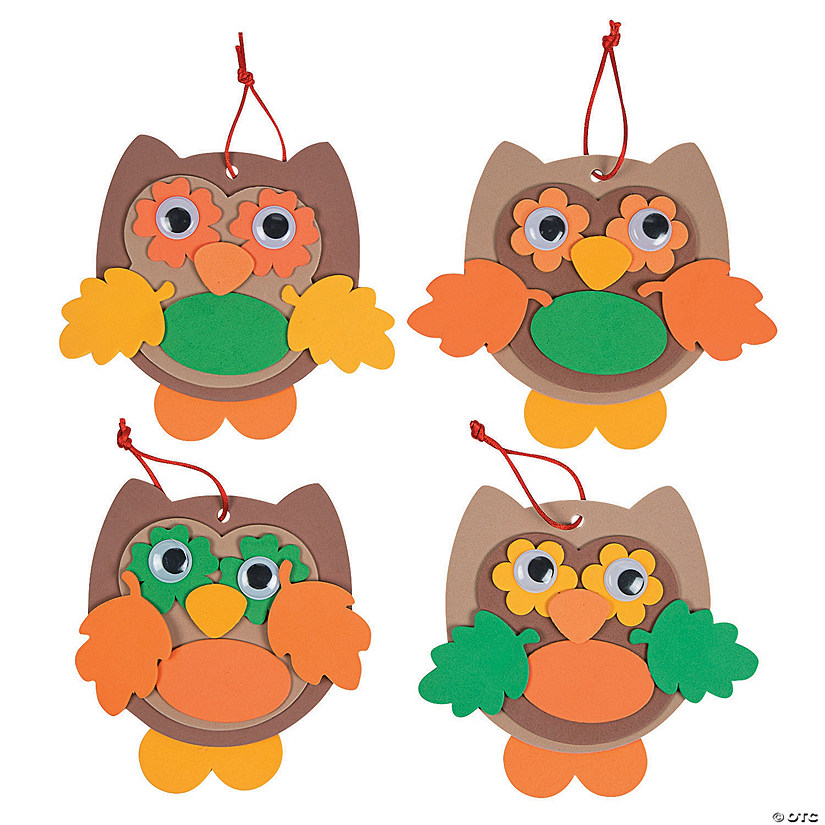5 1/2" x 4 1/2" Fall Colors Owl Ornament Foam Craft Kit - Makes 12 Image
