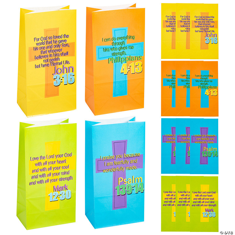 5 1/4" x 10" Bible Verse Treat Bags - 12 Pc. Image